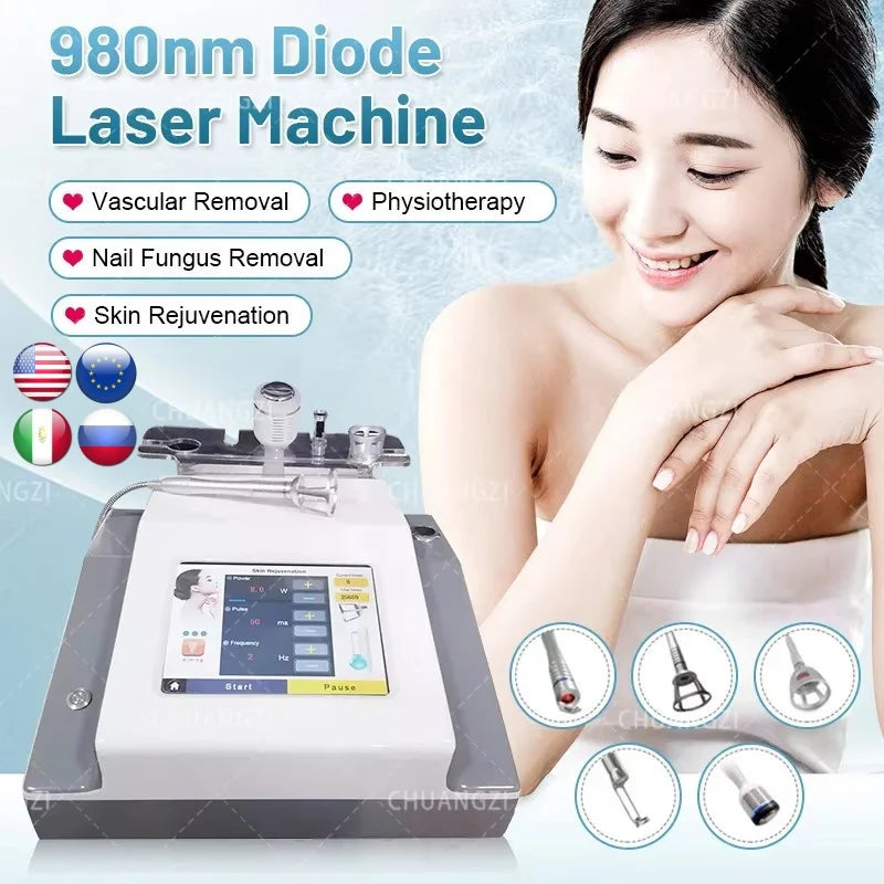 BEST 5 in 1 980nm Diode Laser Vascular Removal Machine Remove Spider Veins 980 Diode Laser Blood Vessels Removal Nail Fungus
