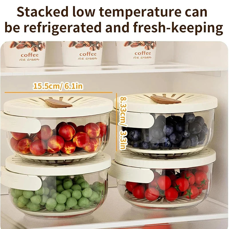 Fruit Strainer 2 In 1 Drainer And Strainer Multi-function Drain Basket Fruit Vegetable Washing Basket With Lid Drainer Tool Bowl