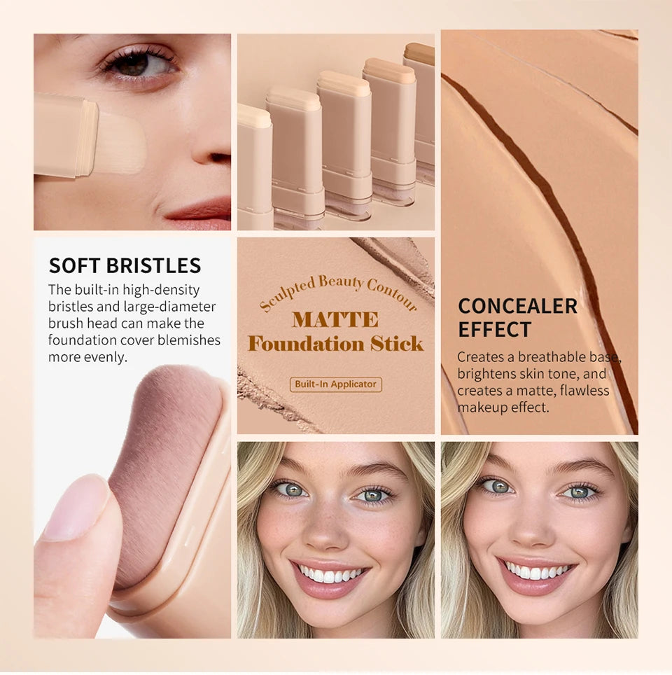 Stick Foundation Balm Serum Boosted Skin Tint Foundation Stick Smooth Plumper Hight Coverage Travel Bronze Foundation Stick Make