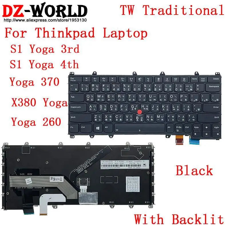 US English GR GK KR ARA TH HB IL KZ RU TW Backlit Keyboard For Lenovo Thinkpad S1 4th X380 Yoga 370 260 Laptop 01AV675 01AV688