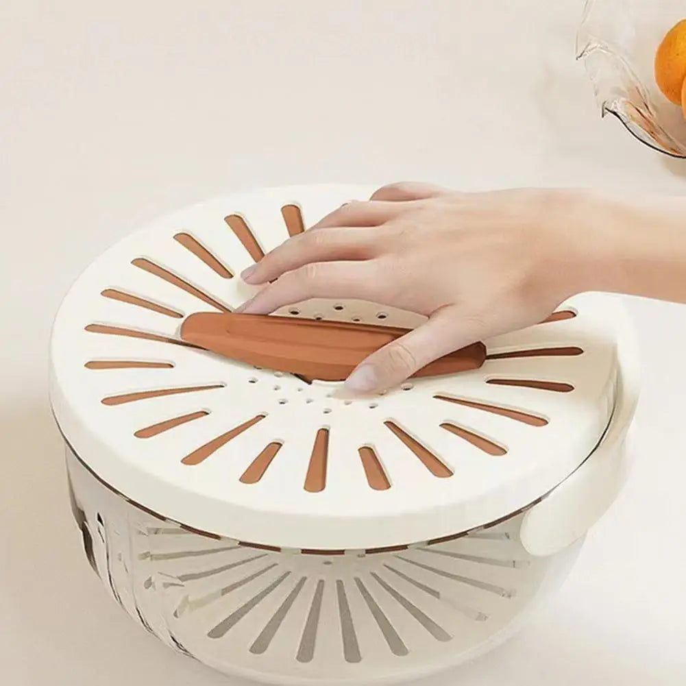 Food Grade Double-Layer Draining Bowl, Fruit Strainer, Colander Bowl with Lid Handle, Bpa Free for Efficient