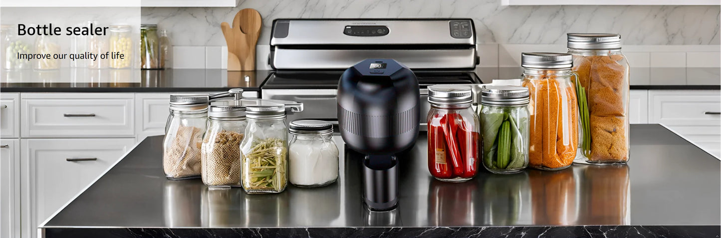 Electric Automatic Kitchen Mini Mason Jar Vacuum Sealer Kit - Pump Machine with Lids Food Preservation Jar Sealer Set
