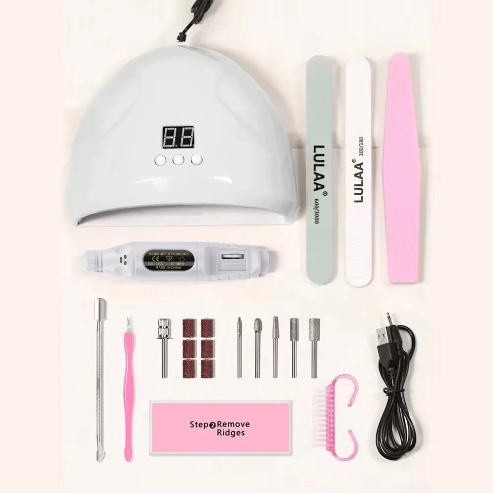 LINMANDA Manicure UV LED Lamp Kit Set with UV Lamp and 20000RPM  Nail Drill Machine for Remove Dead Skin Manicure Tools Set