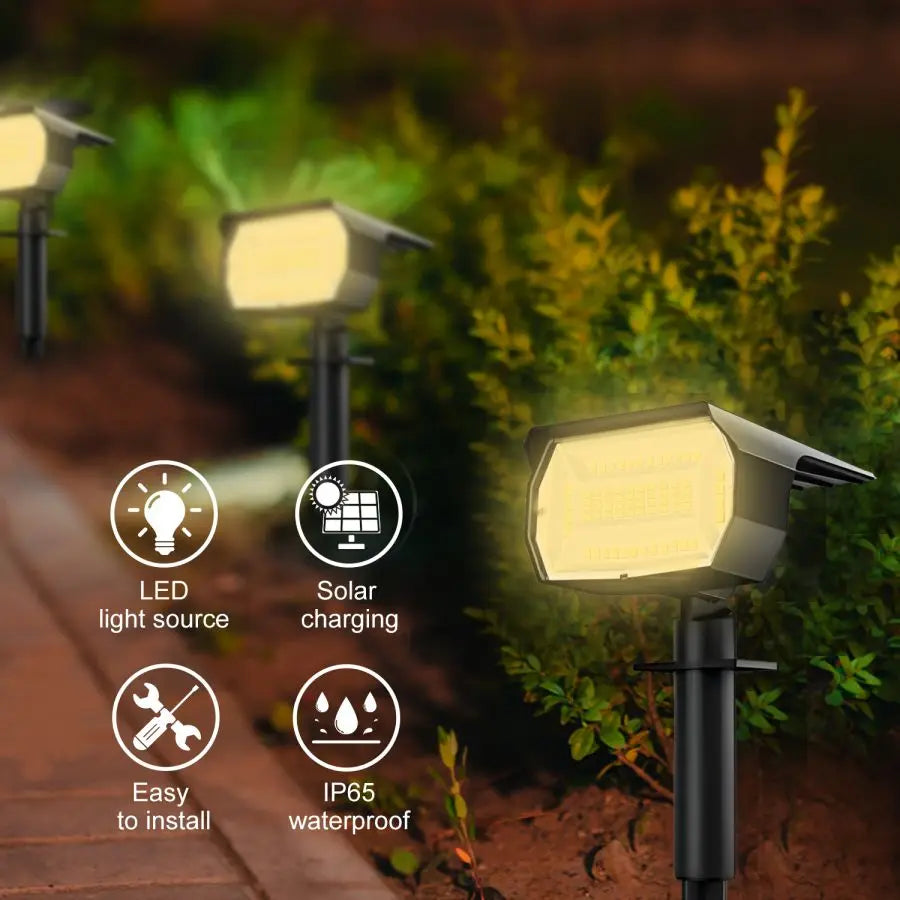 72/68 LED Solar Landscape Lights Outdoor IP65 Waterproof Solar Light with 3 Modes Solar Garden Spotlight for Yard Lawn Walkway