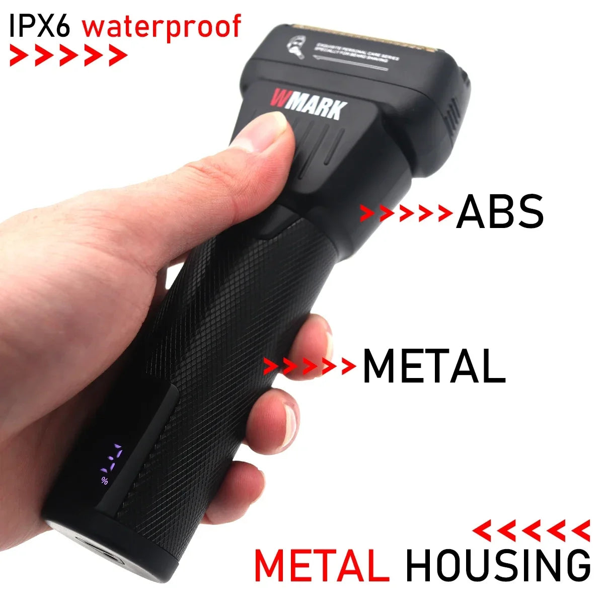 WMARK NG-7982 Men's Shaving Machine 9000RPM Double Foil LED Display Oil Head Professional Shaver Hair Clipper Beard Trimmer