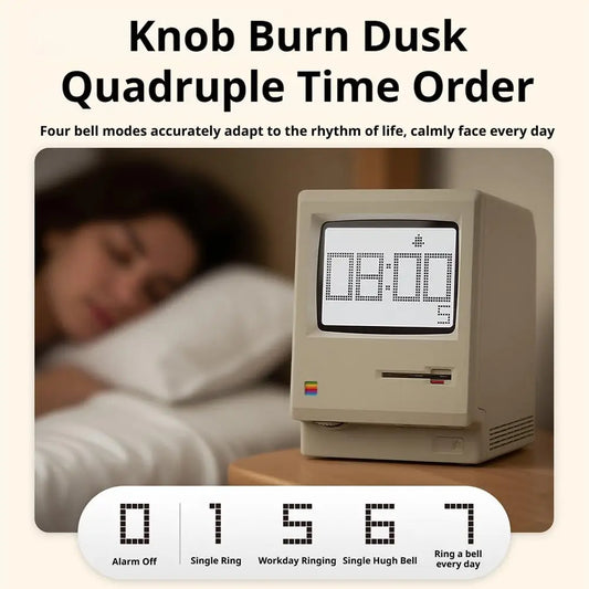 Maclock Retro Clock Creativity Alarm Clock Student Specific Wake Up Artifact Desktop Decor Computer Keyboard Accessories Gift