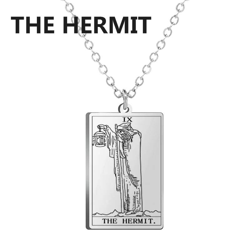Dawapara Tarot Cards Necklace Women Stainless Steel Necklace Wealth Amulet Classic Tarot Major Arcana Divination Charm Jewelry