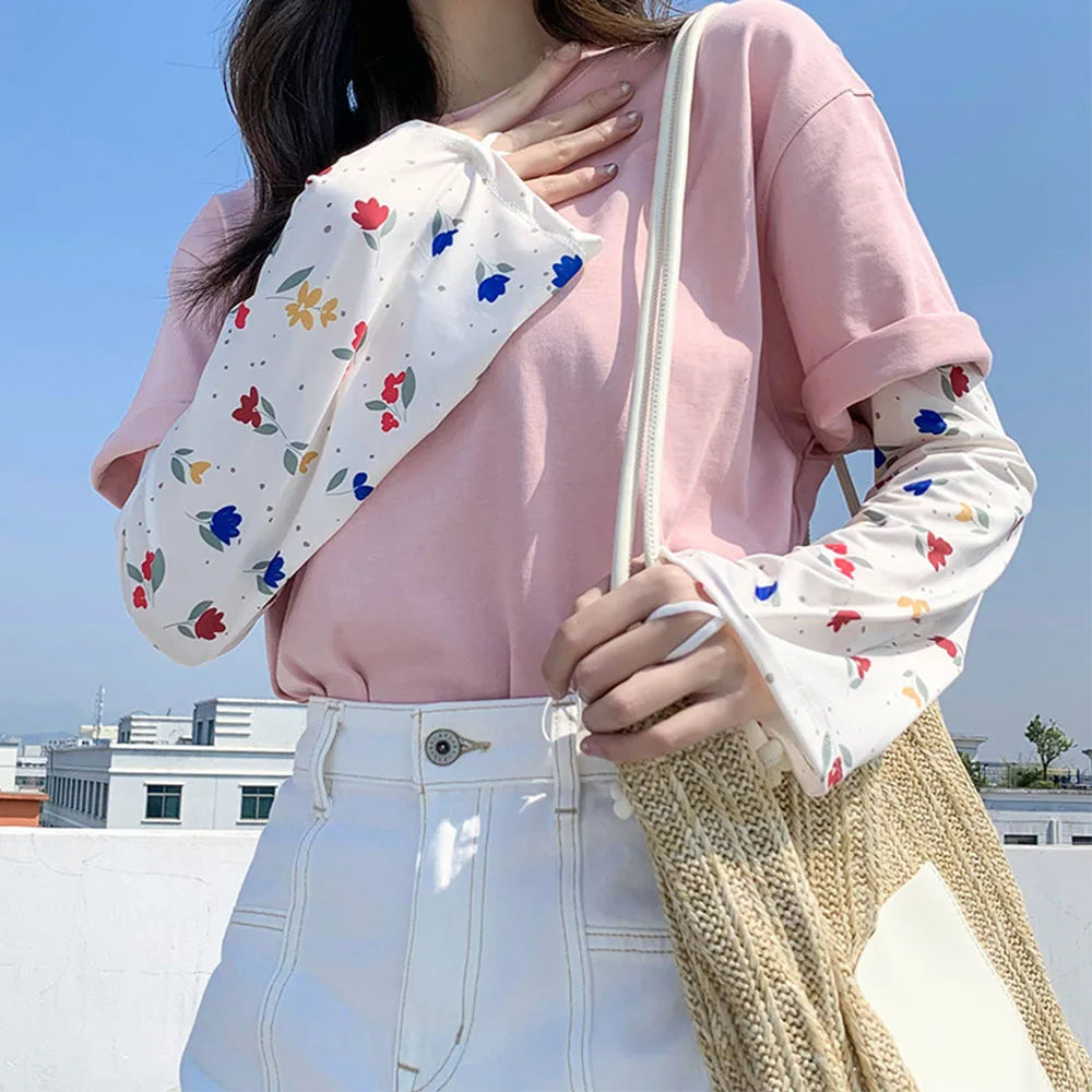 Loose Cycling Arm Sleeves Ice Fabric  UV Protection Sunscreen Running Sleeve Outdoor Sport Cycling Arm Warmers Men Women YZL05