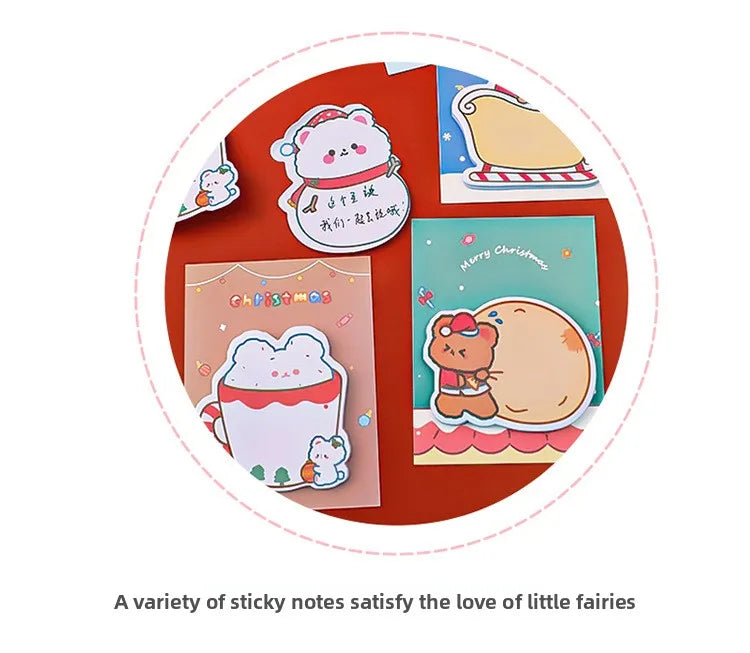4Pcs/Lot Cute Christmas Sticky Notes Christmas Snowmen Bear Gifts Message Notes Decorations Stickers Kids School Office Supplies