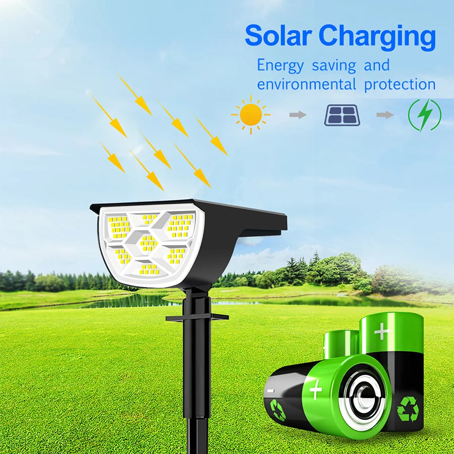 72/68 LED Solar Landscape Lights Outdoor IP65 Waterproof Solar Light with 3 Modes Solar Garden Spotlight for Yard Lawn Walkway