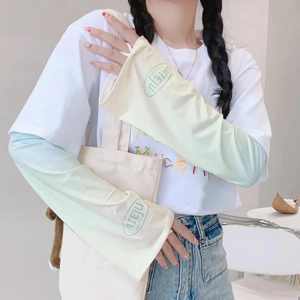 Loose Cycling Arm Sleeves Ice Fabric  UV Protection Sunscreen Running Sleeve Outdoor Sport Cycling Arm Warmers Men Women YZL05