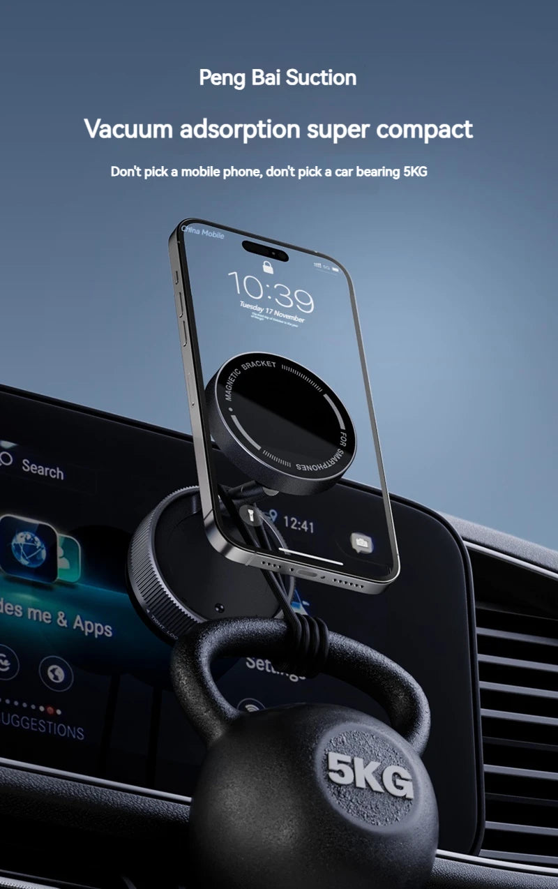 Vacuum Magnetic Car Phone Holder Foldable Suction Cup Kitchen Mirro Gym Bath Shower for Iphone 16 15 14 13 12 11 Pro Max Samsung
