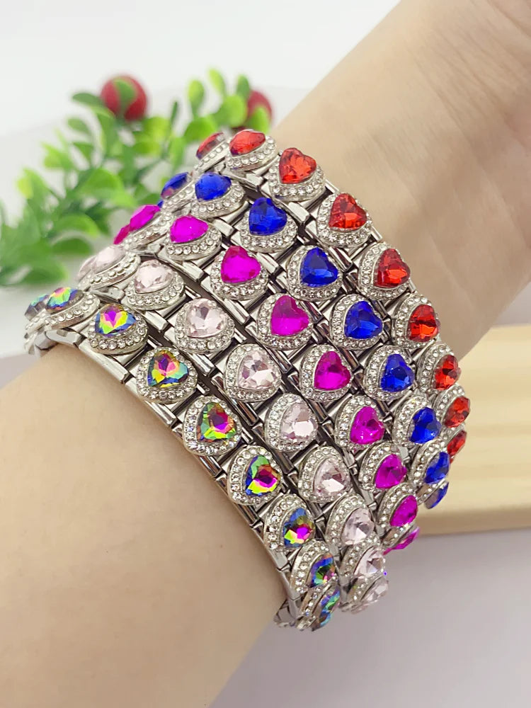 New Fashion Colorful Love Gemstone Style Italian Charm Fit 9mm Link Stainless Steel Bracelet Module DIY Women Men Jewelry Making
