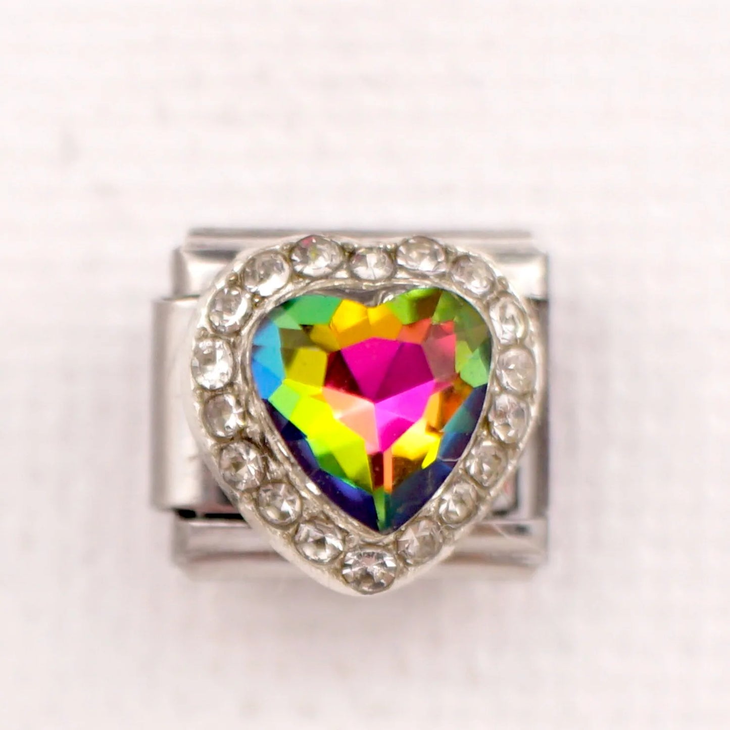 New Fashion Colorful Love Gemstone Style Italian Charm Fit 9mm Link Stainless Steel Bracelet Module DIY Women Men Jewelry Making