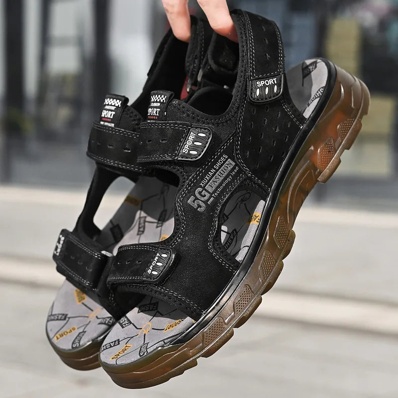 2023 Men Sandals Leather Men Summer Shoes Man Casual Comfortable Barefoot Sandals Men Pentoufle Homme Summer Sandals Men