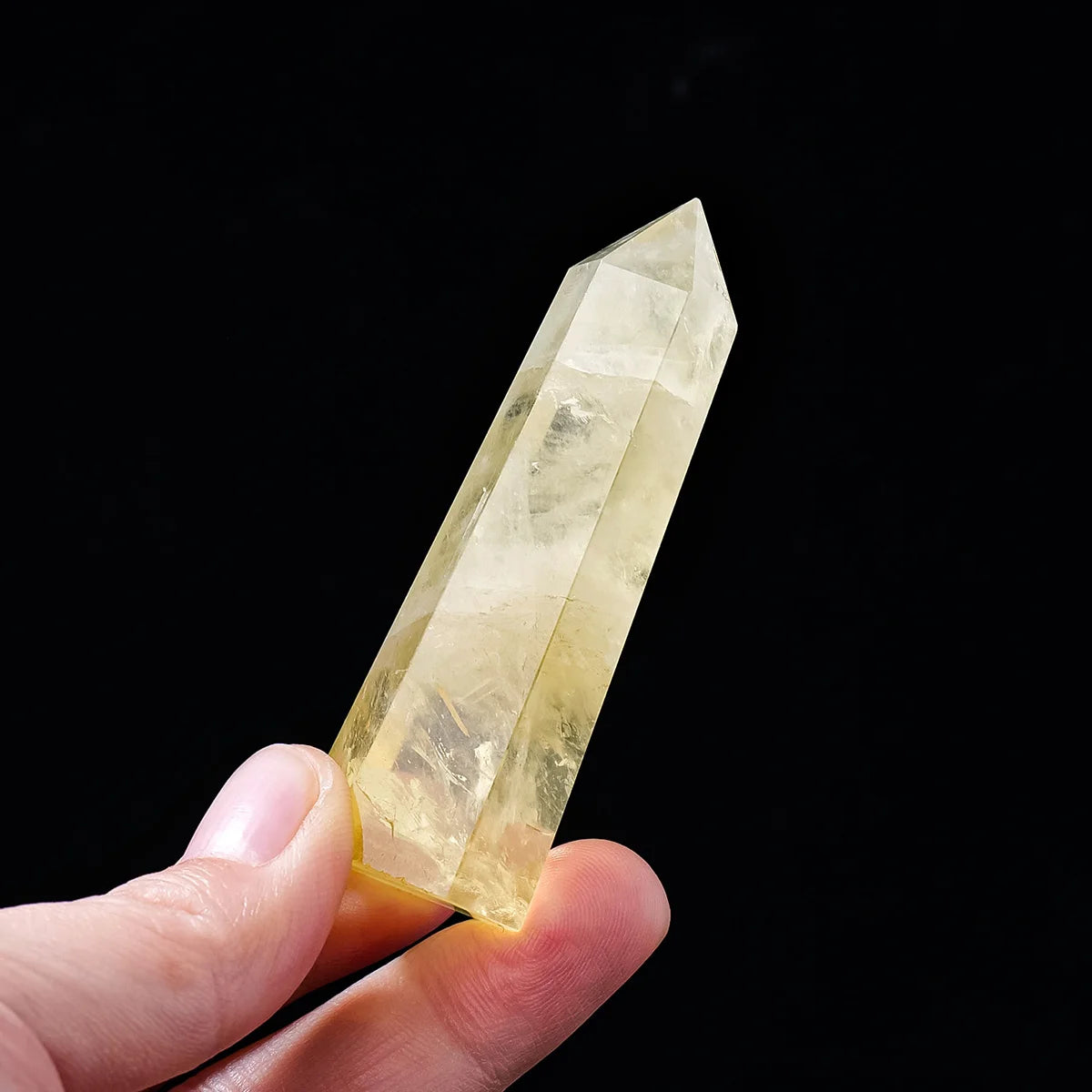 1pc Natural Crystal Citrine Point Tower Healing Energy Yellow Gem Quartz Hexagonal Wand Column Home Decoration