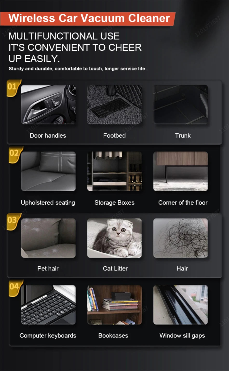 Wireless Car Vacuum Cleaner Strong Cordless Cleaner Suction Handheld Auto Vacuum Home&Car Dual Use MiniVacuum Cleaner Appliance