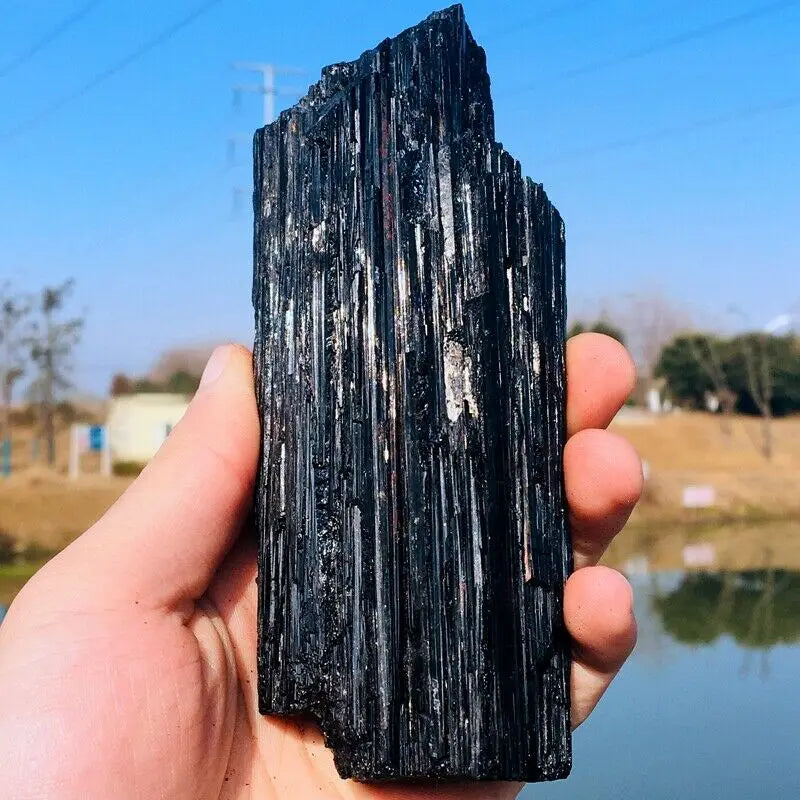 Natural Beautiful Black Tourmaline Quartz Specimen Crystal  Home Demagnetization Decoration Energy  Gem