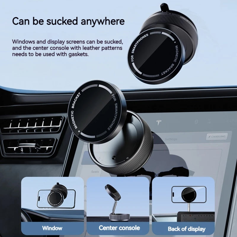 Vacuum Magnetic Car Phone Holder Foldable Suction Cup Kitchen Mirro Gym Bath Shower for Iphone 16 15 14 13 12 11 Pro Max Samsung