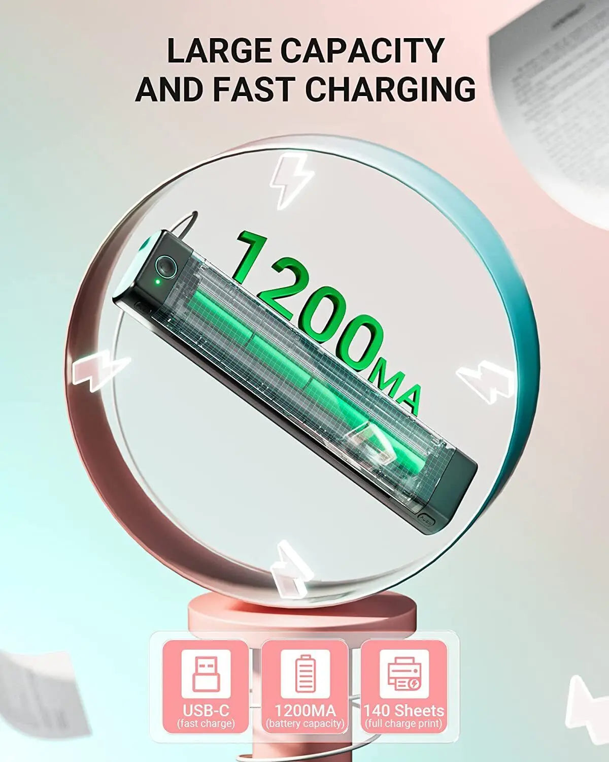 Mini Phomemo M08F Portable Printer Bluetuth Thermal Printer Compatible with Android, iOS & Laptop Portable Wireless A4 Printers