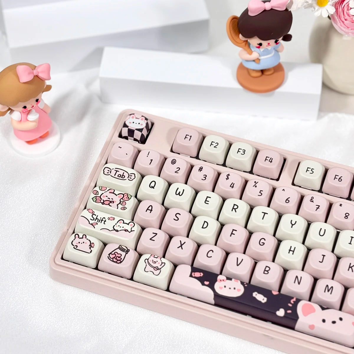 95 Keys artoon Cute Puppy Cat Kitty Keycaps GMK PBT Keycap MOA Profile Dye Sublimation For  DIY Mechanical Keyboard Girls Gift