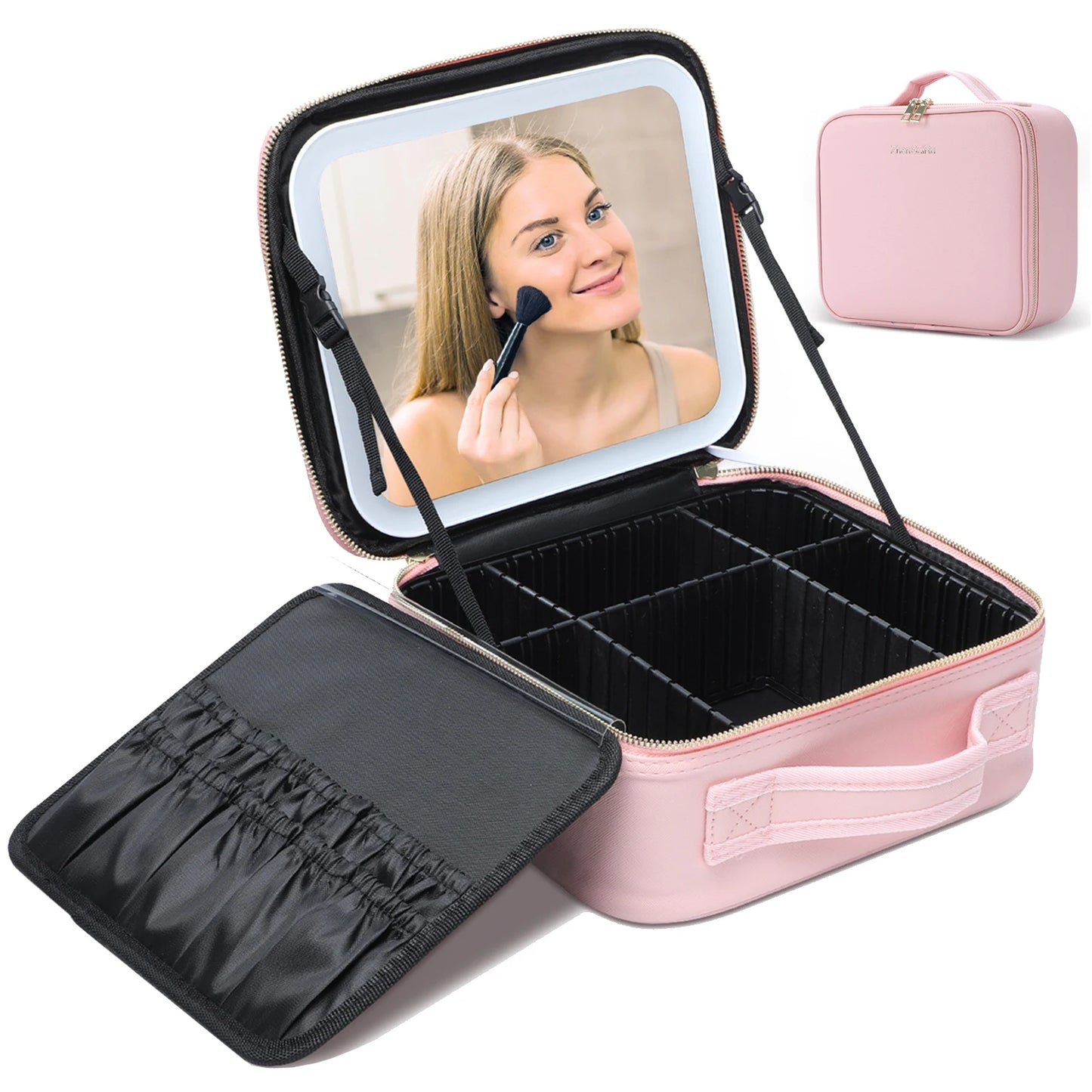 PU Leather Makeup Bag with Mirror 2024 New Leather Multi-Functional Women Cosmetic Case Large Capacity Water-resistant Bag