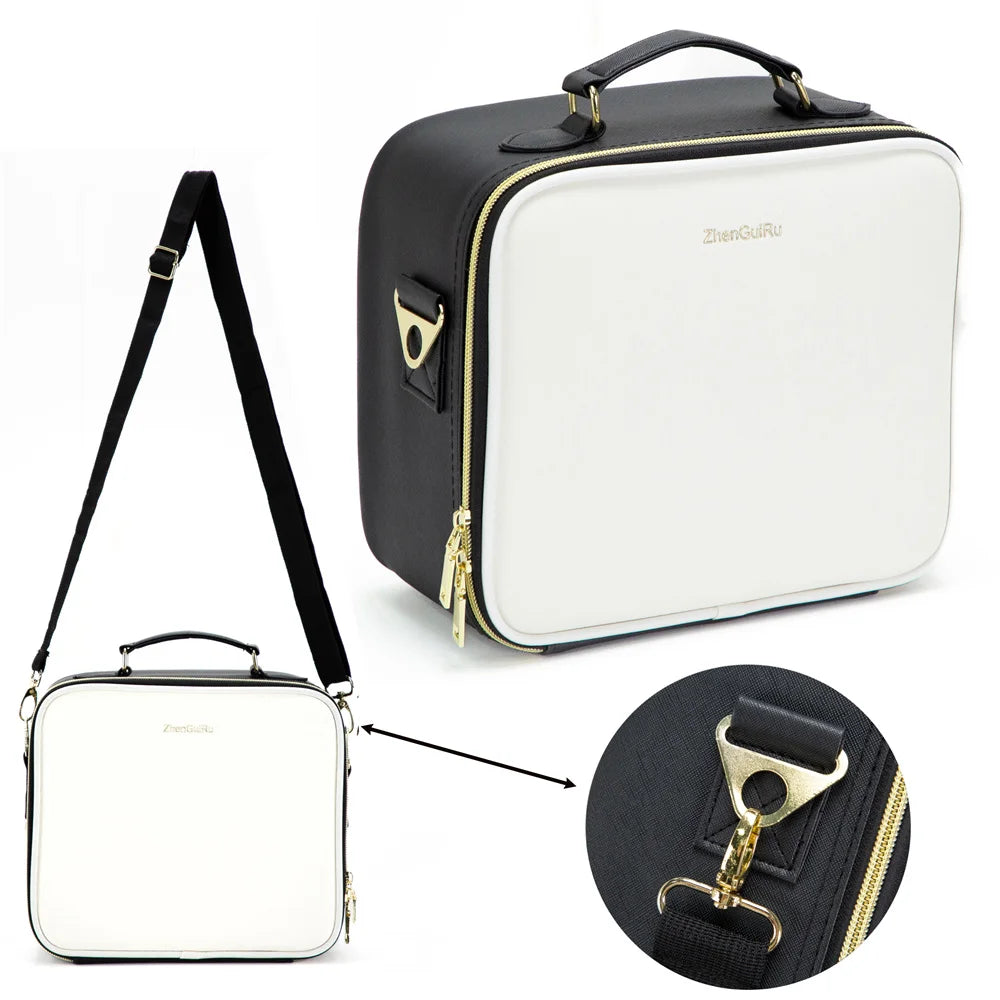 PU Leather Makeup Bag with Mirror 2024 New Leather Multi-Functional Women Cosmetic Case Large Capacity Water-resistant Bag