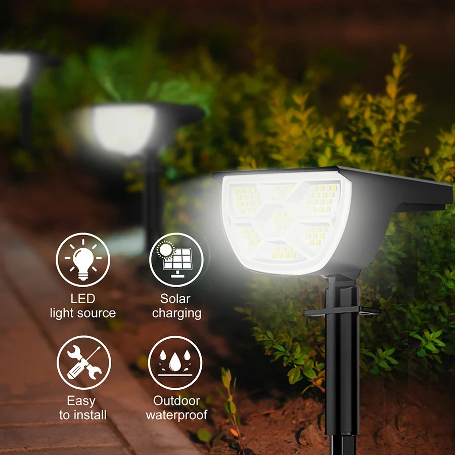 72/68 LED Solar Landscape Lights Outdoor IP65 Waterproof Solar Light with 3 Modes Solar Garden Spotlight for Yard Lawn Walkway