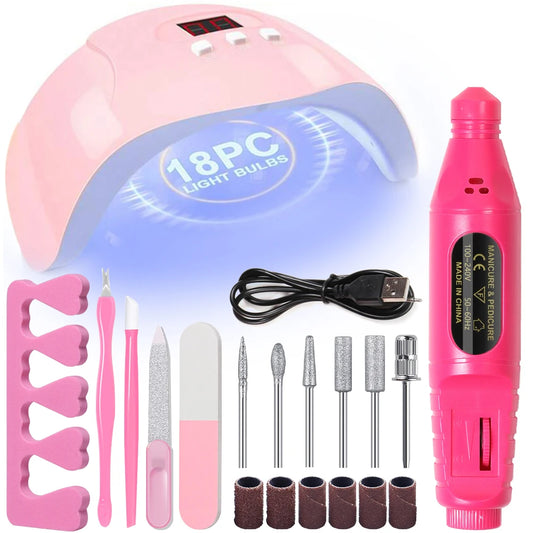 LINMANDA Manicure UV LED Lamp Kit Set with UV Lamp and 20000RPM  Nail Drill Machine for Remove Dead Skin Manicure Tools Set