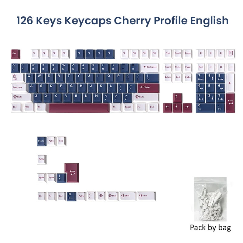 USLION 126 Keys Cherry Profile Keycaps ISO Layout Minimalist PBT Key Caps for Gaming Mechanical Keyboard GMK87 GMK67 AULA 75