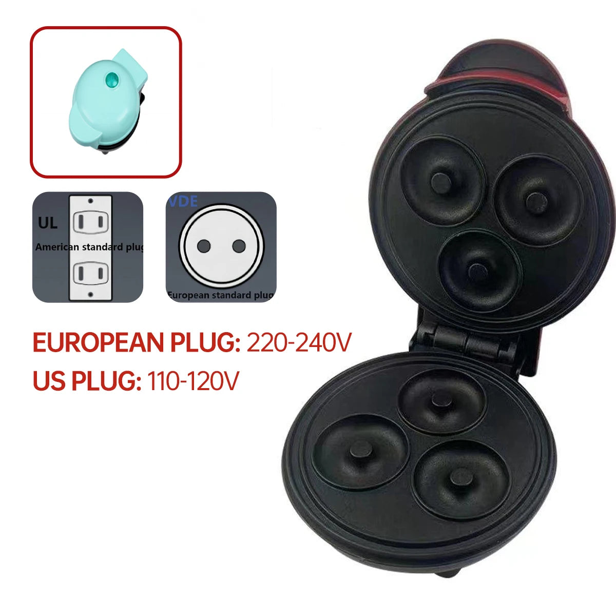 Home Sweet Donut Machine Breakfast Machine Internet Celebrity 3-Hole Cake Pancake Machine Light Food Machine Baking