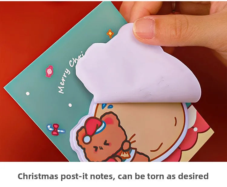 4Pcs/Lot Cute Christmas Sticky Notes Christmas Snowmen Bear Gifts Message Notes Decorations Stickers Kids School Office Supplies