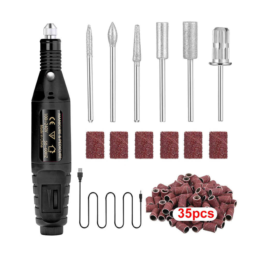 Nail Sander Set Electric Nail Drill Machine Grinding Equipment Milling Cutter For Manicure Pedicure Strong Polishing Tools