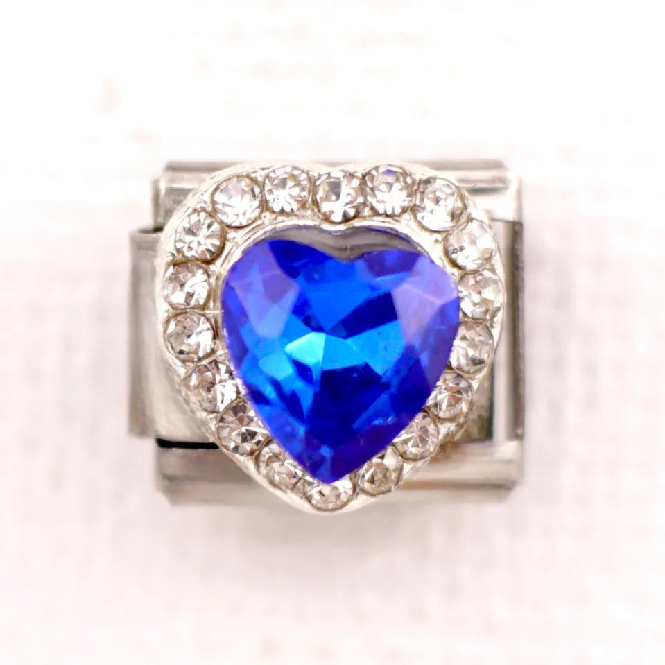 New Fashion Colorful Love Gemstone Style Italian Charm Fit 9mm Link Stainless Steel Bracelet Module DIY Women Men Jewelry Making