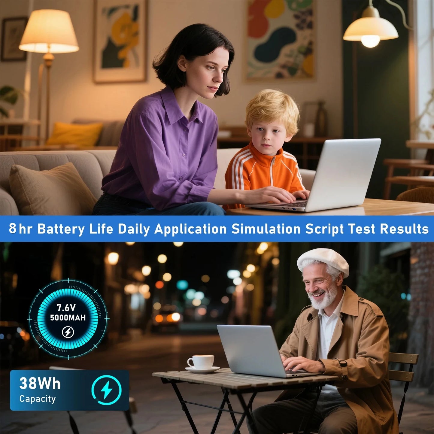 LENO NEW 15.6" Portable Laptop Intel 6500Y 32GB RAM 2TB SSD 5000mAh Office Windows11 Notebook PC Gamer with Backlit Fingerprint