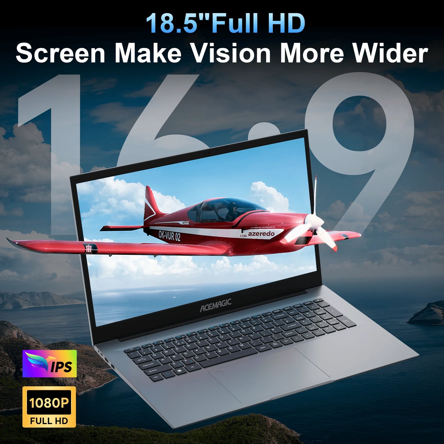 Kamrui Laptop Computer 18.5" FHD 8000mAh Intel N150 Quad-Core Windows 11 PRO 16GB DDR4 RAM 512GB SSD WiFi5 Desktop Notebook PC