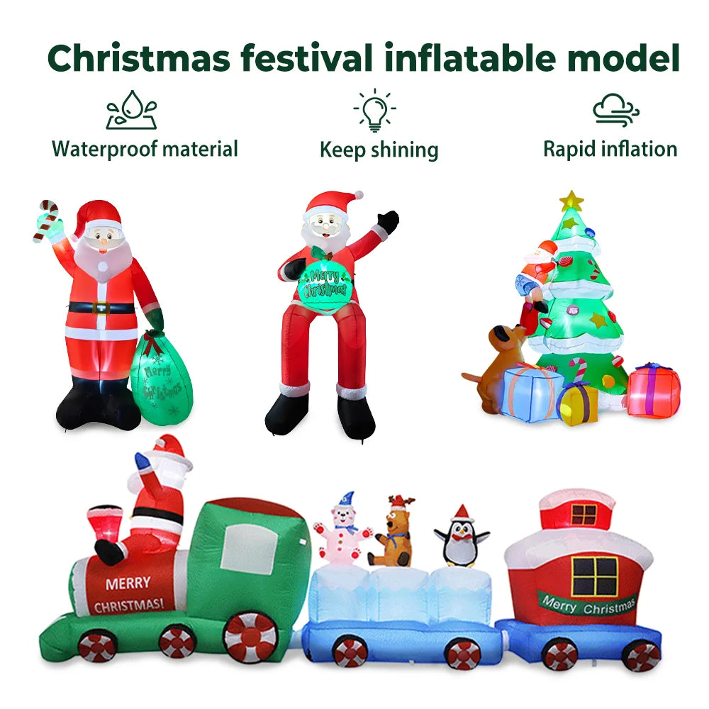 2025 Christmas inflatables Santa 240cm Glowing Santa Claus with LED Outdoor Home Cafe Decoration Party Garden Xmas Decor