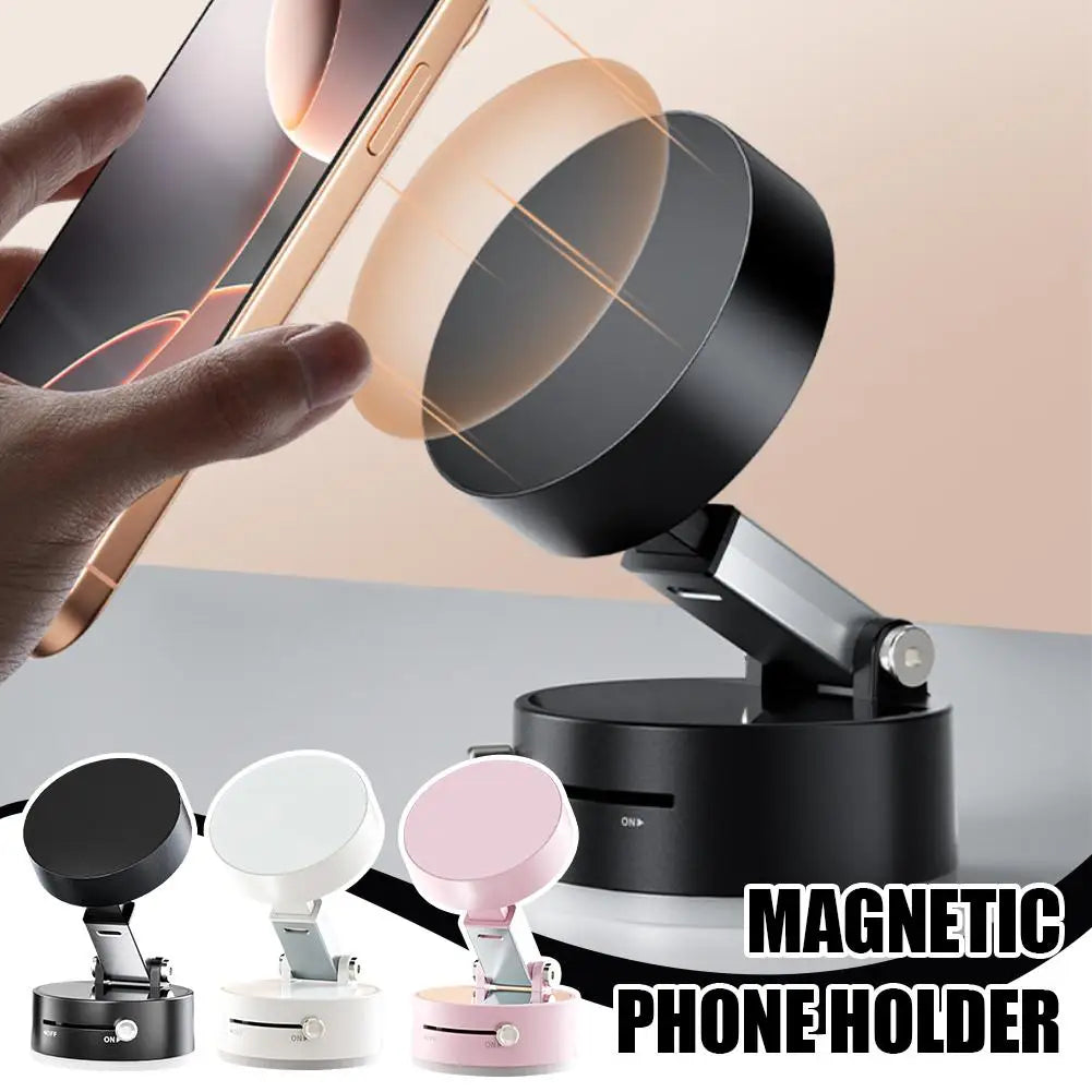 Vacuum Adsorption Magnetic Suction Cup Phone Mount Double Sided Hands-Free Magnetic Cell Phone Holder For Car/Gym/Mirror/Smoot