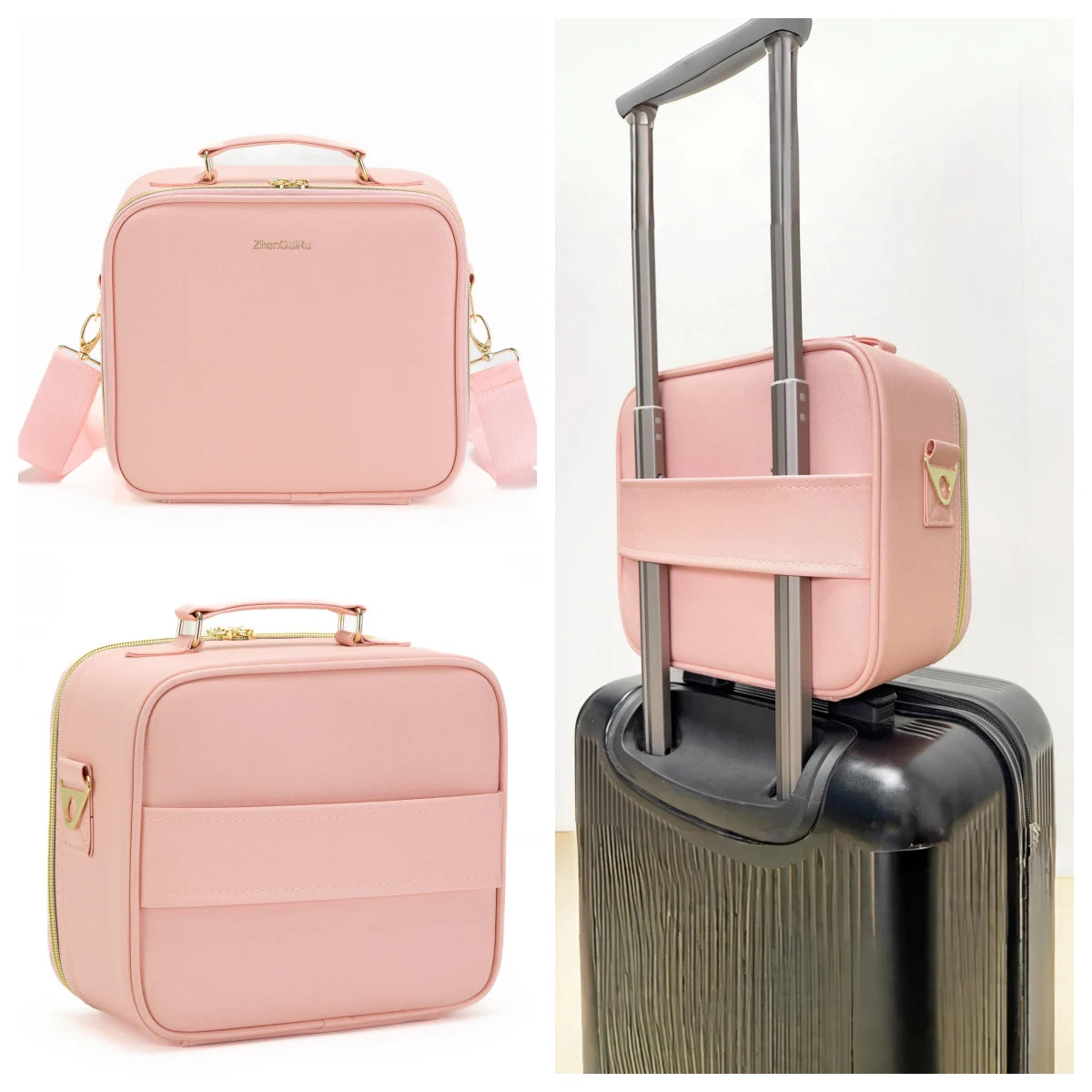 PU Leather Makeup Bag with Mirror 2024 New Leather Multi-Functional Women Cosmetic Case Large Capacity Water-resistant Bag