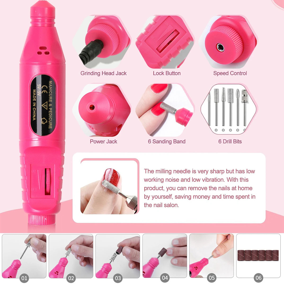 YIKOOLIN 46-Piece Essential Manicure Tool Set With LED UV Nail Lamp Gel Curing Machine Electric Nail File Drill Manicure Tools