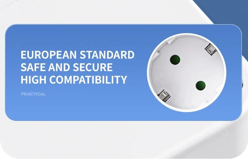 EU Plug Socket Adapter Wireless Wall Charger Power Strip with 4 AC Outlets +2 USB Ports+ 1 Type C 7-in-1 Plug Socket Adapter
