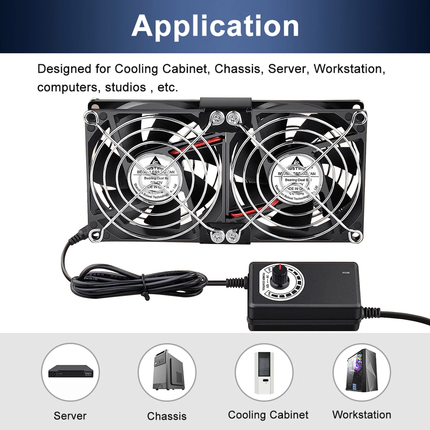 GDSTIME 80mm Server Fan DC 12V 220V Btc Mining Machine Chassis Workstation Cabinet Radiator 8025 Dual Ball PC Computer Case Fan