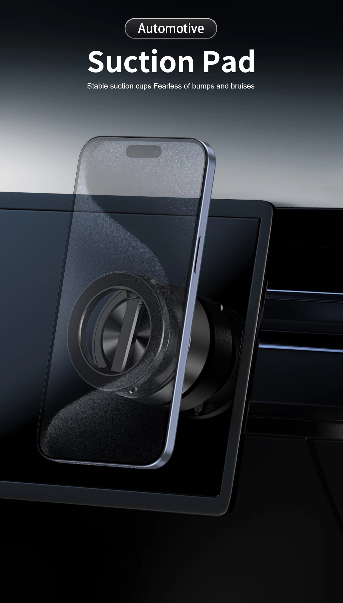 Double Sides Car Phone Holder Magnetic Vacuum Adsorption Bracket with Wireless Charger 360 degree Rotating Car Phone Stand