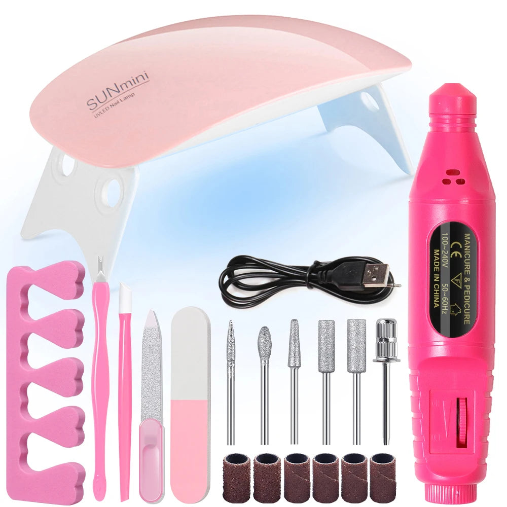 LINMANDA Manicure UV LED Lamp Kit Set with UV Lamp and 20000RPM  Nail Drill Machine for Remove Dead Skin Manicure Tools Set