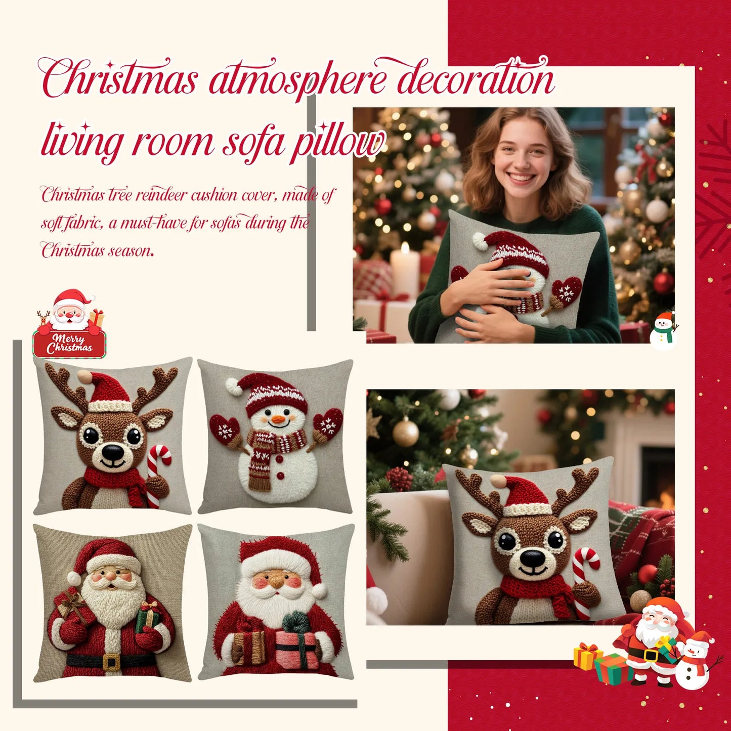 Christmas Themed Series Pillowcase Family Festival Living Room Ambiance Decoration Festival Merry Christmas Party Supplies