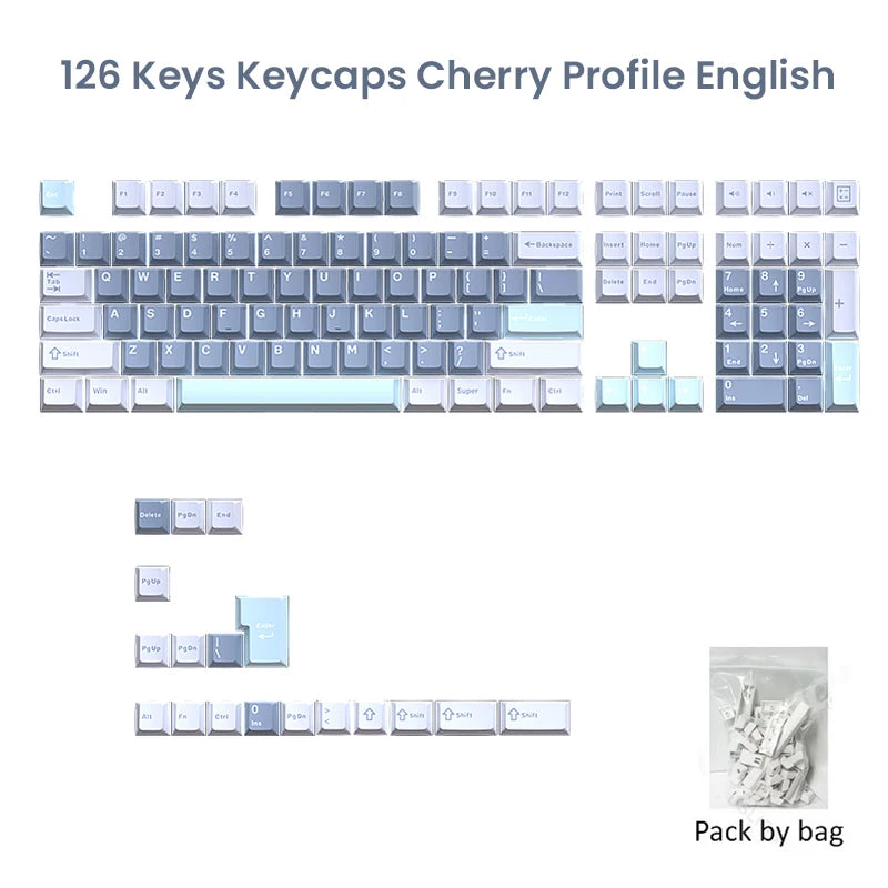 USLION 126 Keys Cherry Profile Keycaps ISO Layout Minimalist PBT Key Caps for Gaming Mechanical Keyboard GMK87 GMK67 AULA 75