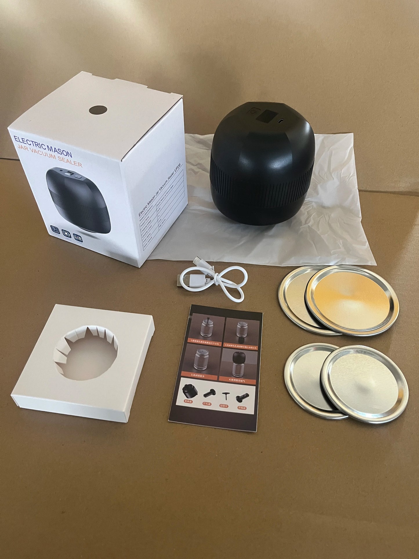 Electric Automatic Kitchen Mini Mason Jar Vacuum Sealer Kit - Pump Machine with Lids Food Preservation Jar Sealer Set