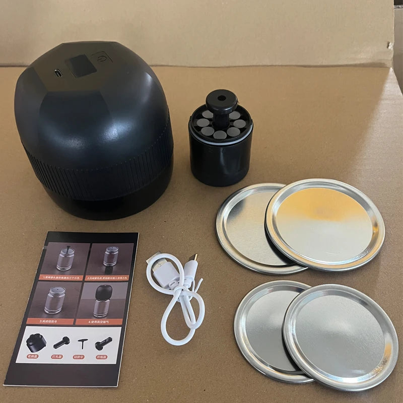 Electric Automatic Kitchen Mini Mason Jar Vacuum Sealer Kit - Pump Machine with Lids Food Preservation Jar Sealer Set