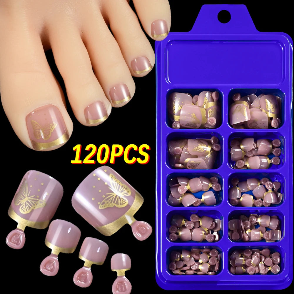 100PCS Short Square False Toenail Tips Full Cover White Artificial Fake Toenail Acrylic Foot Nail Art Tip Press on Toe Extension