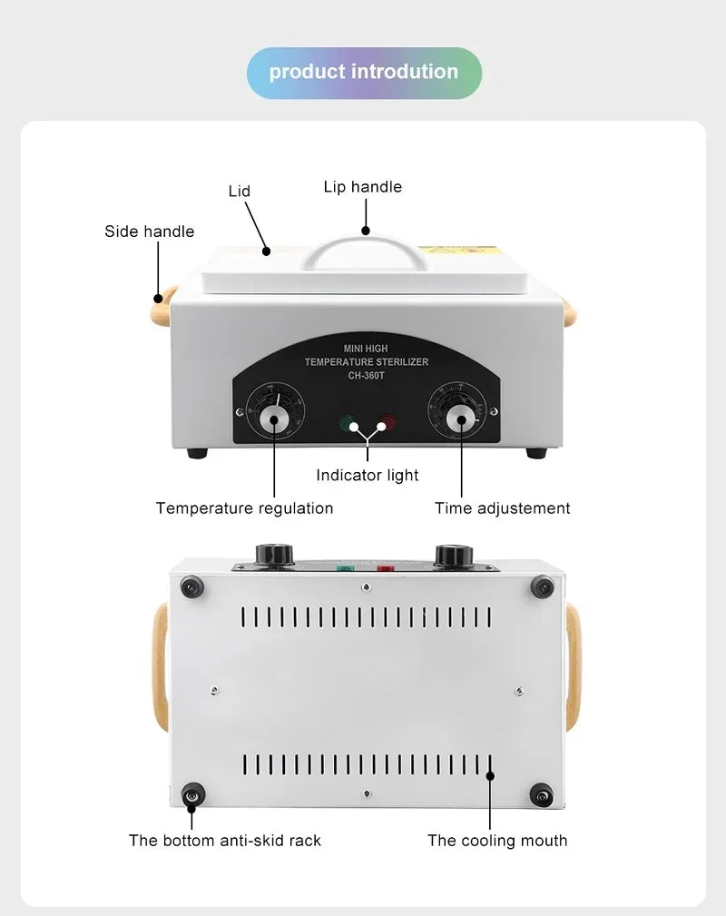 Electric High Temperature Disinfection Box Dry Heat Sterilizer For Manicure Dental Treatment Beauty Salon Nail Tools Equipment